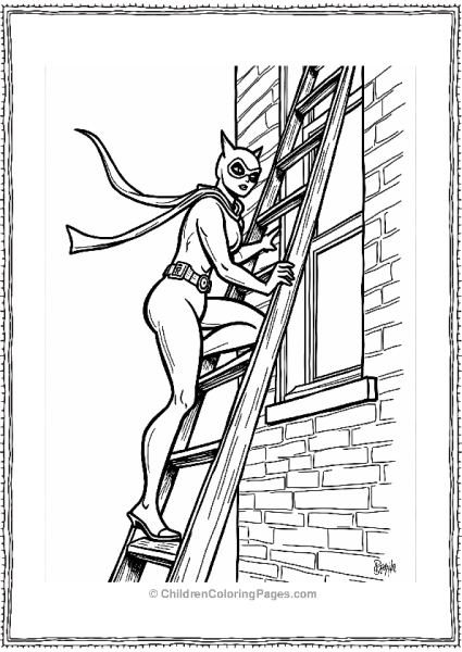 Catwoman Climbing A Fire Escape Free PDF Printable