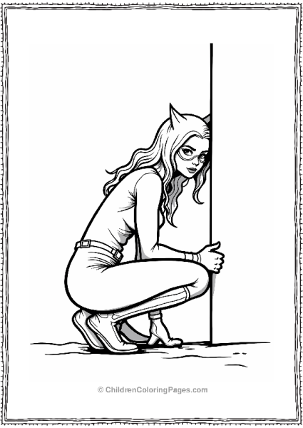 Catwoman Crouching In Shadows Free PDF Printable