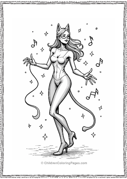 Catwoman Dancing At The Gala Free PDF Printable