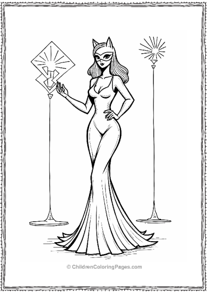 Catwoman In A Glamorous Dress Free PDF Printable