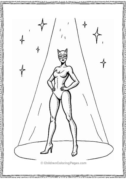 Catwoman In The Spotlight At The Gala Free PDF Printable