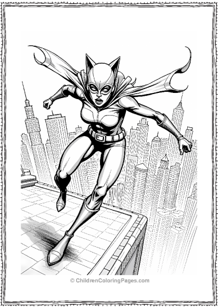 Catwoman Leaping Through Gotham Free PDF Printable