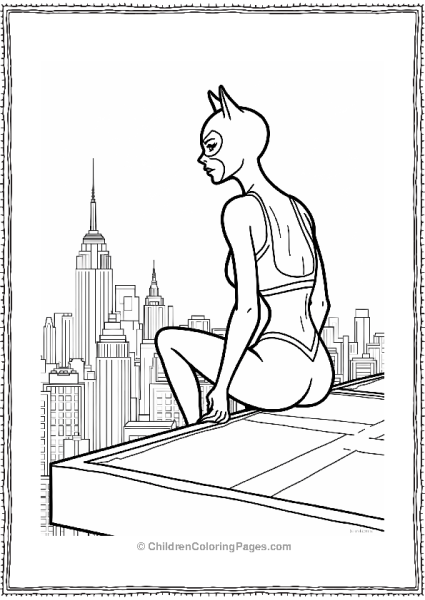 Catwoman On A Rooftop Free PDF Printable