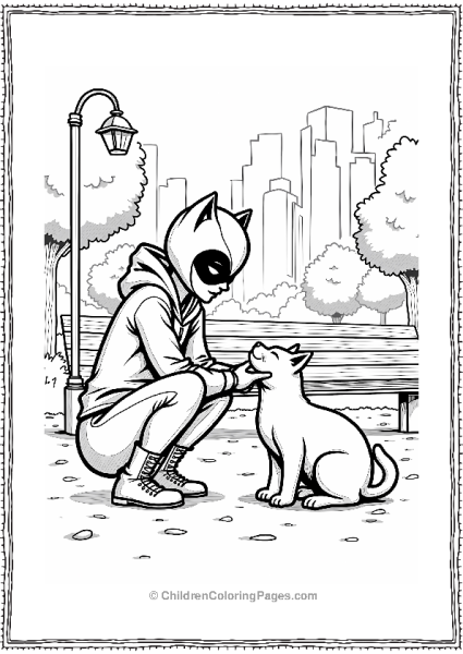 Catwoman Petting A Playful Cat Free PDF Printable