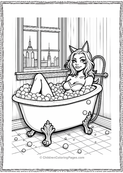 Catwoman Relaxing In A Bathtub Free PDF Printable