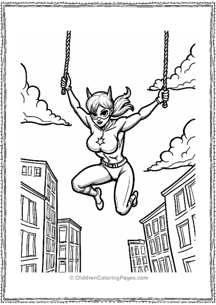 Catwoman Swinging Between Buildings Free PDF Printable