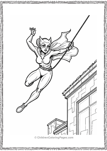 Catwoman Swinging Between Rooftops Free PDF Printable