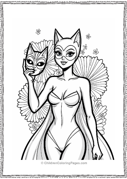 Catwoman With A Fancy Mask At A Gala Free PDF Printable