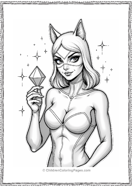 Catwoman With A Sparkling Jewel Free PDF Printable