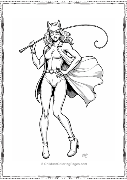 Catwoman With A Whip In Action Free PDF Printable