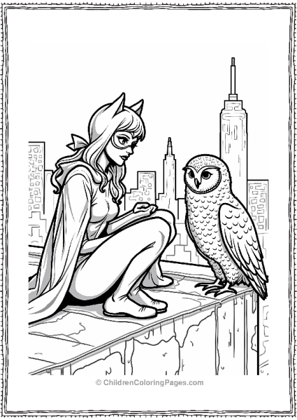 Catwoman With A Wise Owl Free PDF Printable