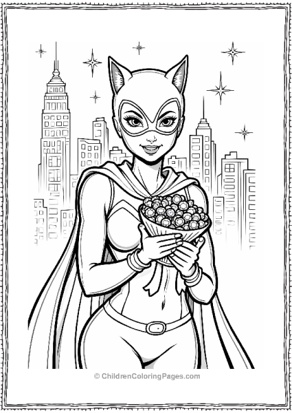 Catwoman With Jewels In A Cityscape Free PDF Printable