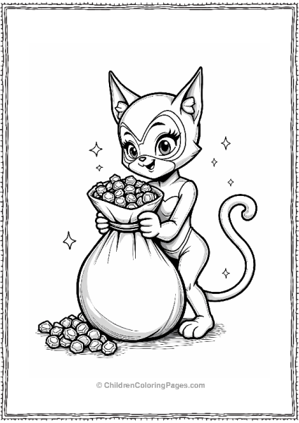 Catwoman With Treasures Free PDF Printable