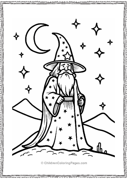 Celestial Wizard Under A Starry Sky Free PDF Printable