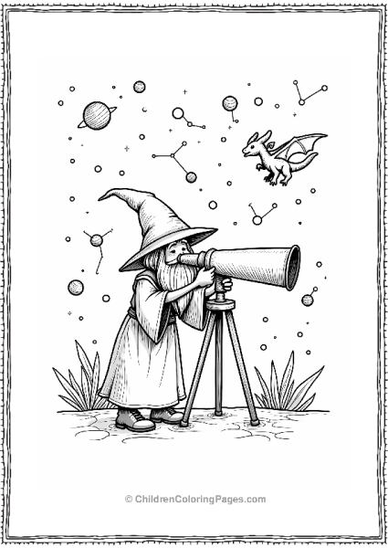 Celestial Wizard With Telescope Free PDF Printable