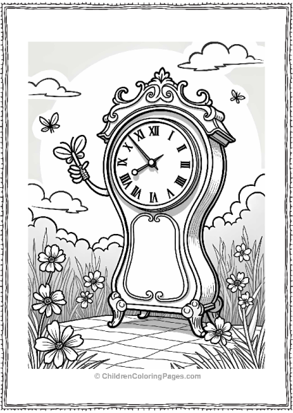 Charming Clock In A Sunlit Castle Garden Free PDF Printable