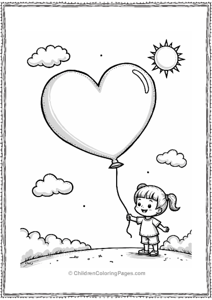 Charming Heart Balloon With Child Free PDF Printable