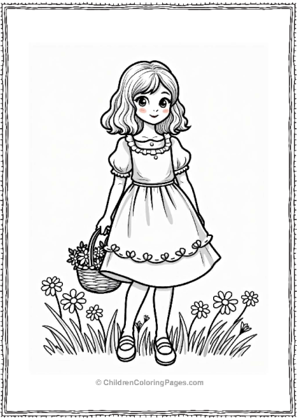 Charming Peasant Dress In A Field Of Daisies Free PDF Printable