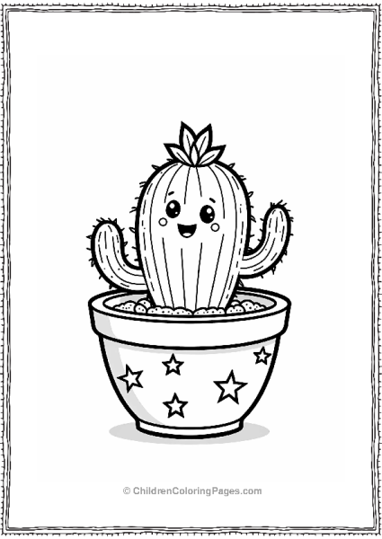 Cheerful Cactus In A Terracotta Pot Free PDF Printable