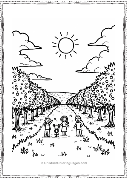 Cheerful Cherry Orchard Scene Free PDF Printable