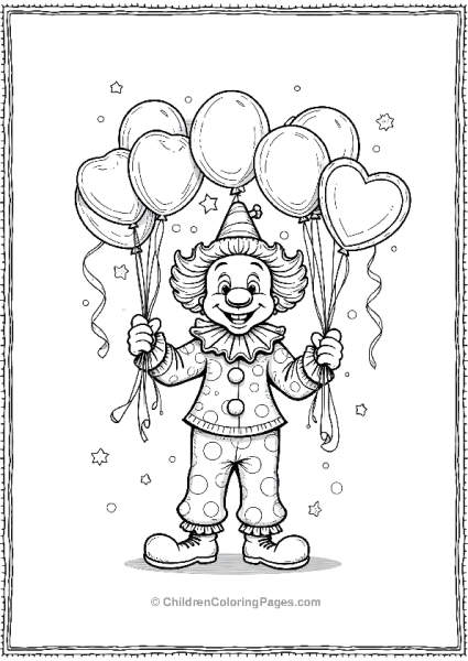 Cheerful Clown With Balloon Bouquet Free PDF Printable