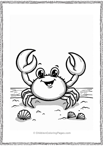 Cheerful Crab On A Sandy Beach Free PDF Printable