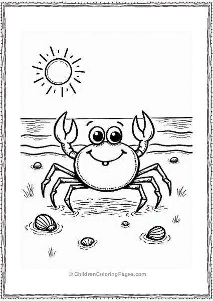 Cheerful Crab On The Beach Free PDF Printable