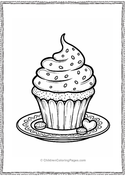 Cheerful Cupcake With Sprinkles And Candy Hearts Free PDF Printable