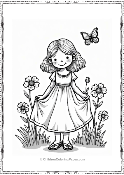 Cheerful Girl In A Sunny Garden Free PDF Printable