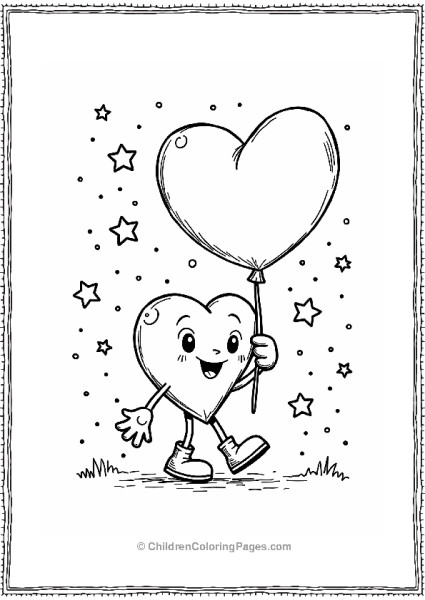 Cheerful Heart With Balloon And Confetti Free PDF Printable