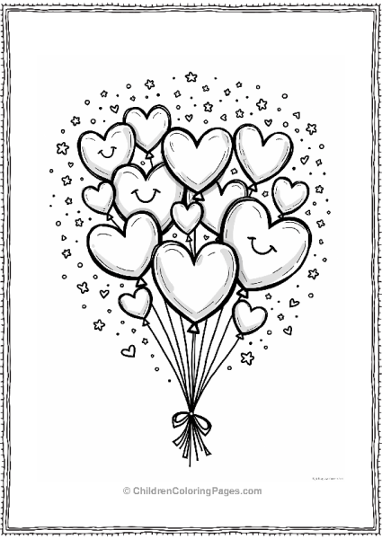 Cheerful Hearts Among Balloons Free PDF Printable