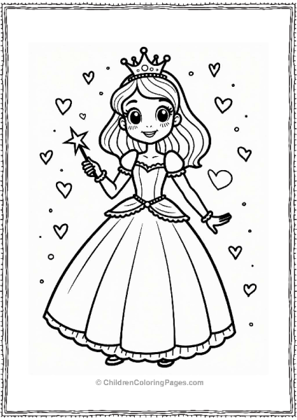 Cheerful Princess With Magic Wand Free PDF Printable