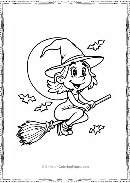 Cartoon Network Cheerful Witch Flying Under The Moon Free PDF Printable