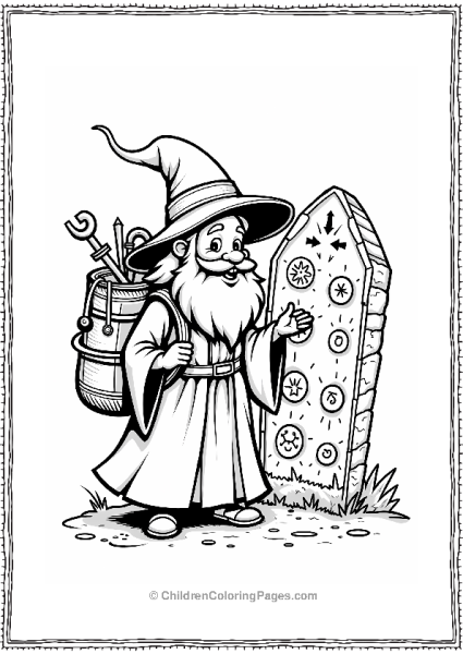 Cheerful Wizard With Ancient Tablet Free PDF Printable