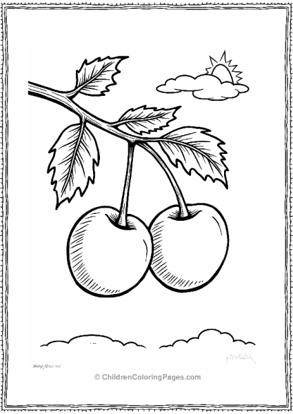 Cherries Hanging From A Vine Free PDF Printable