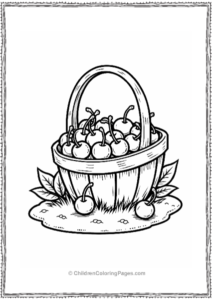 Cherries In A Basket On Grass Free PDF Printable