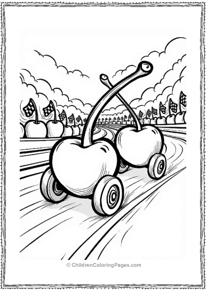 Cherries Racing On A Track Free PDF Printable