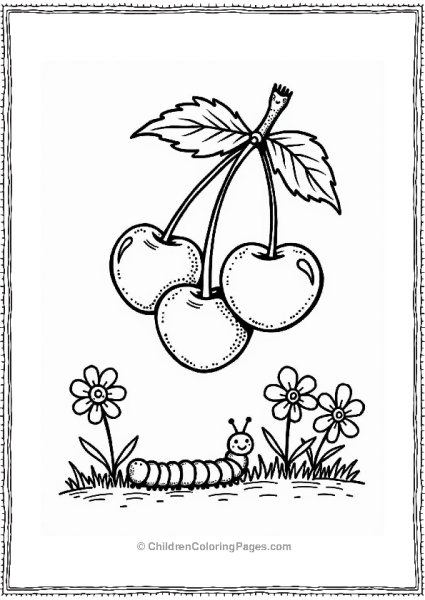 Cherries With A Friendly Caterpillar Free PDF Printable