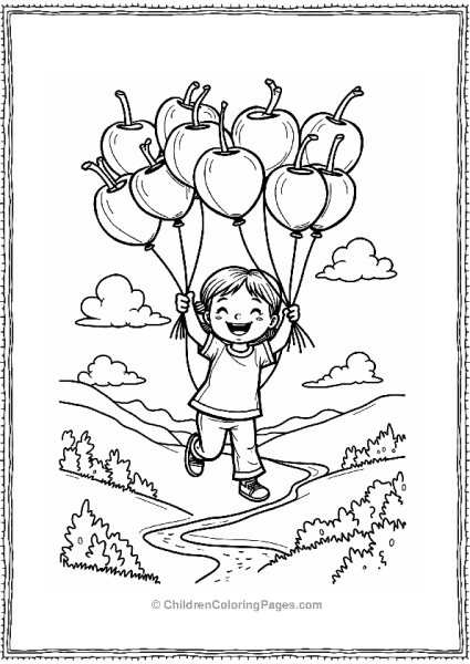 Cherry Balloon Adventure Over Hills Free PDF Printable