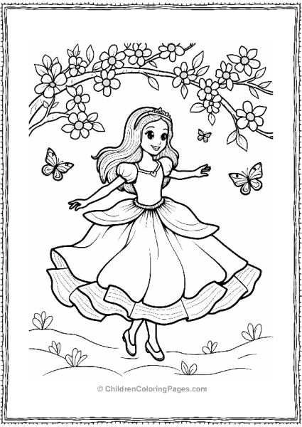 Cherry Blossom Fairy Tale Scene Free PDF Printable