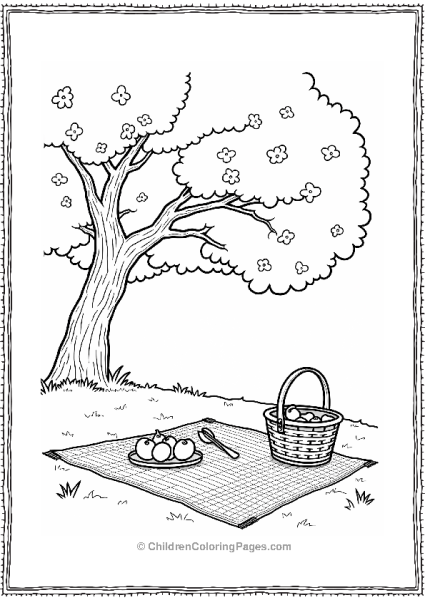 Cherry Blossom Picnic Scene Free PDF Printable