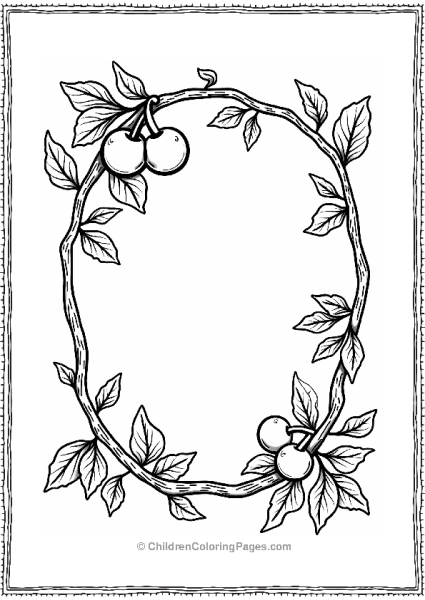 Cherry Branches And Leaves Frame Free PDF Printable