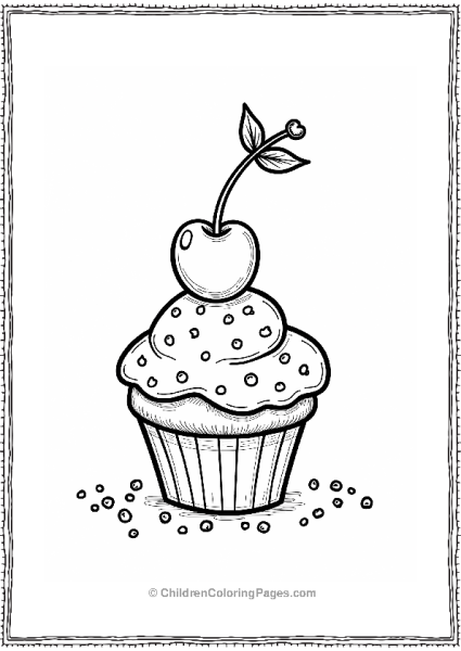 Cherry Character On Cupcake Free PDF Printable