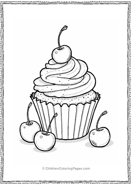 Cherry Cupcake With Cherries Free PDF Printable