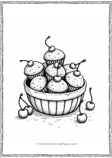 Cherry Muffins In A Basket Free PDF Printable