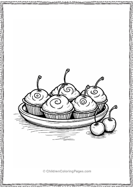 Cherry Muffins On A Tray Free PDF Printable