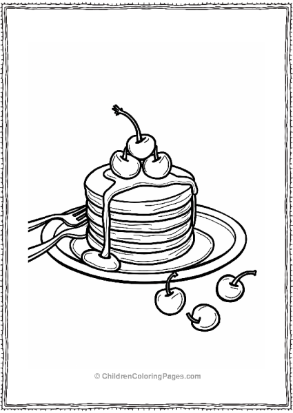 Cherry Pancakes With Cherries And Syrup Free PDF Printable