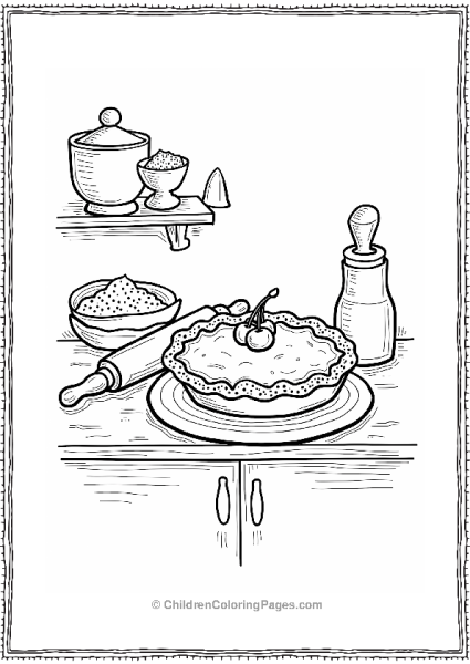 Cherry Pie Baking Scene Free PDF Printable