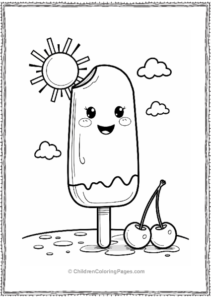 Cherry Popsicle On A Stick Free PDF Printable