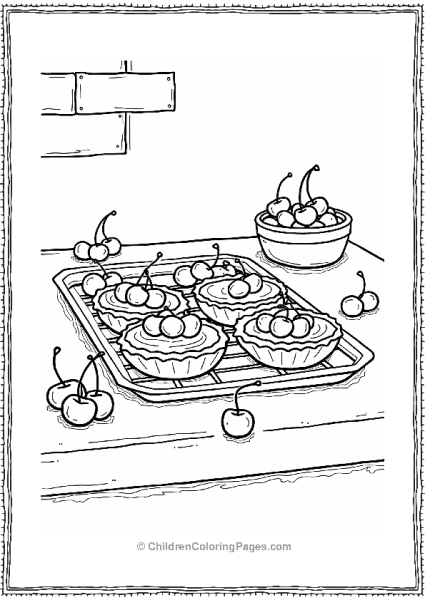 Cherry Tarts On A Kitchen Counter Free PDF Printable